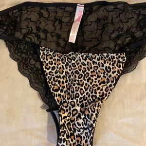Victoria Secret Pink panties size large. Leopard print. Never worn.